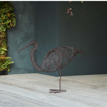 Wire Wading Bird Rust Coloured