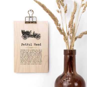 Petrol Head Vintage Words Plaque
