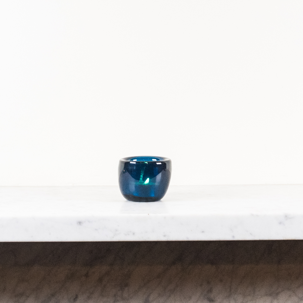 Glass Tealight in Mineral Blue Glass Tealight in Mineral Blue
