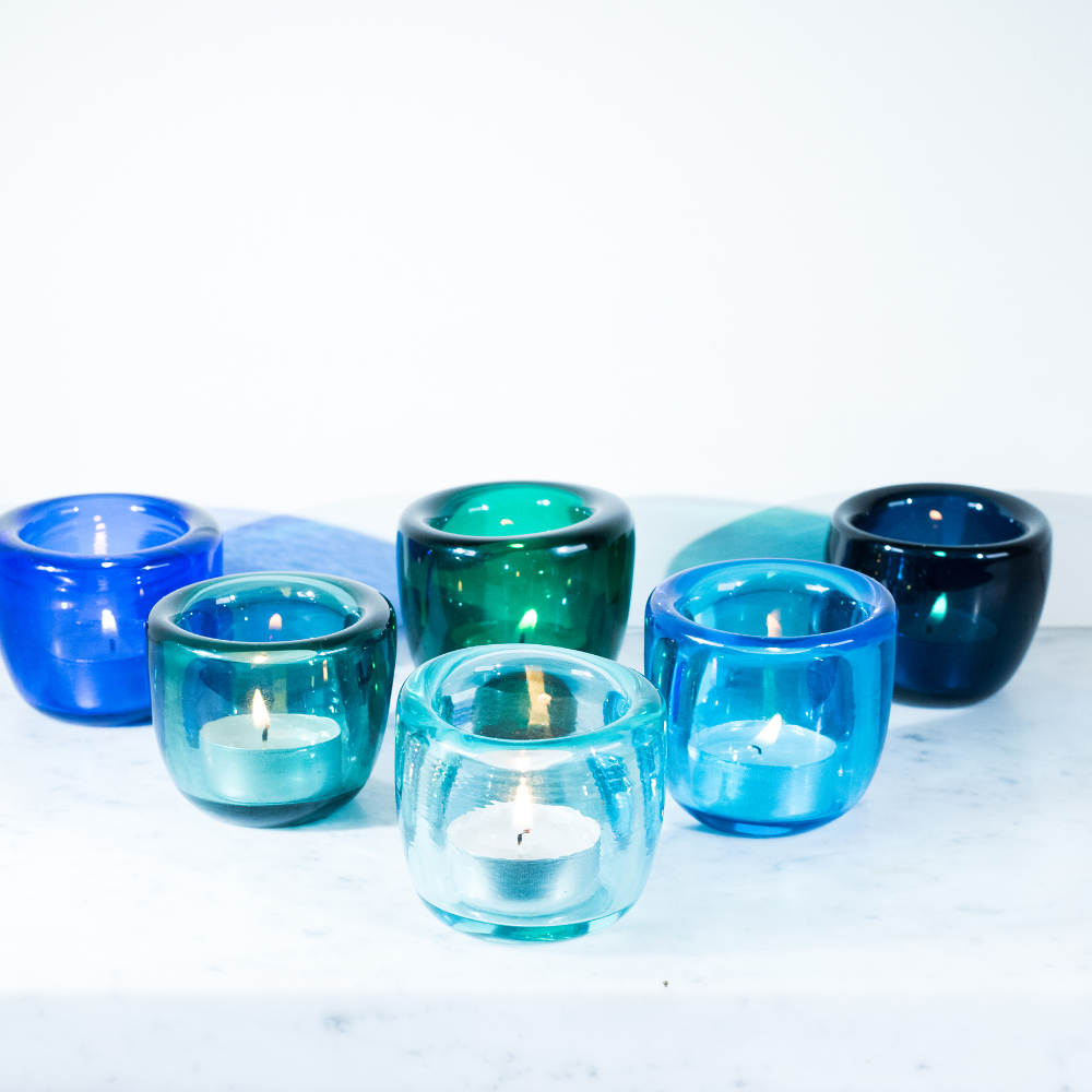 Glass Tealight in Medici Blue Glass Tealight in Medici Blue - Image 3