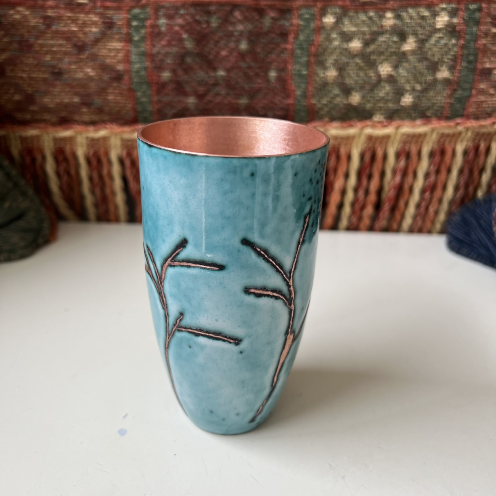 Cruan Burnished Copper and Enamel Tree Vase Cruan Burnished Copper and Enamel Tree Vase - Image 3